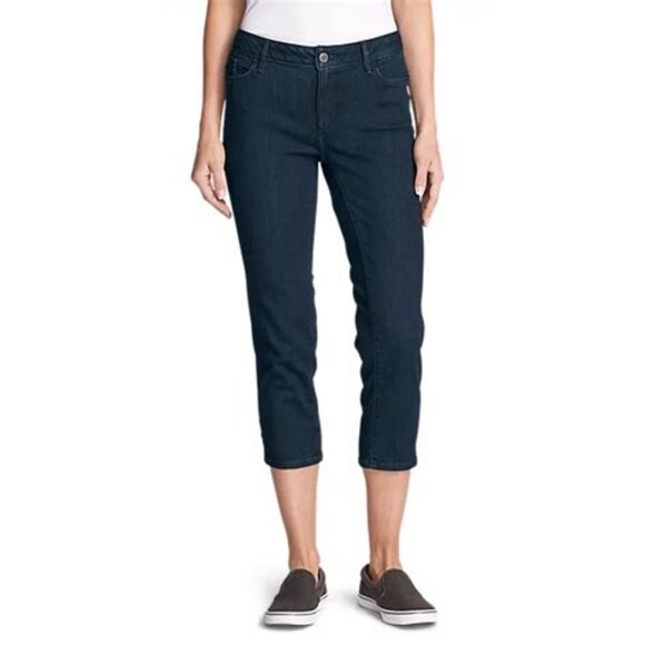 NWOT Eddie Bauer Curvy Crop Mid-rise Jeans, Dark Wash, Size 2 - Picture 1 of 11